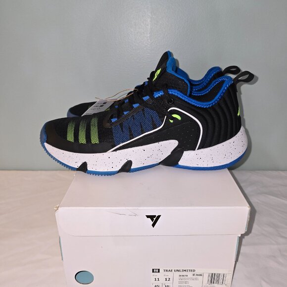 Adidas Trae Unlimited Basketball Sneakers, M 11/W 12, Blk/Blue/Grn, New in Box - Picture 4 of 10